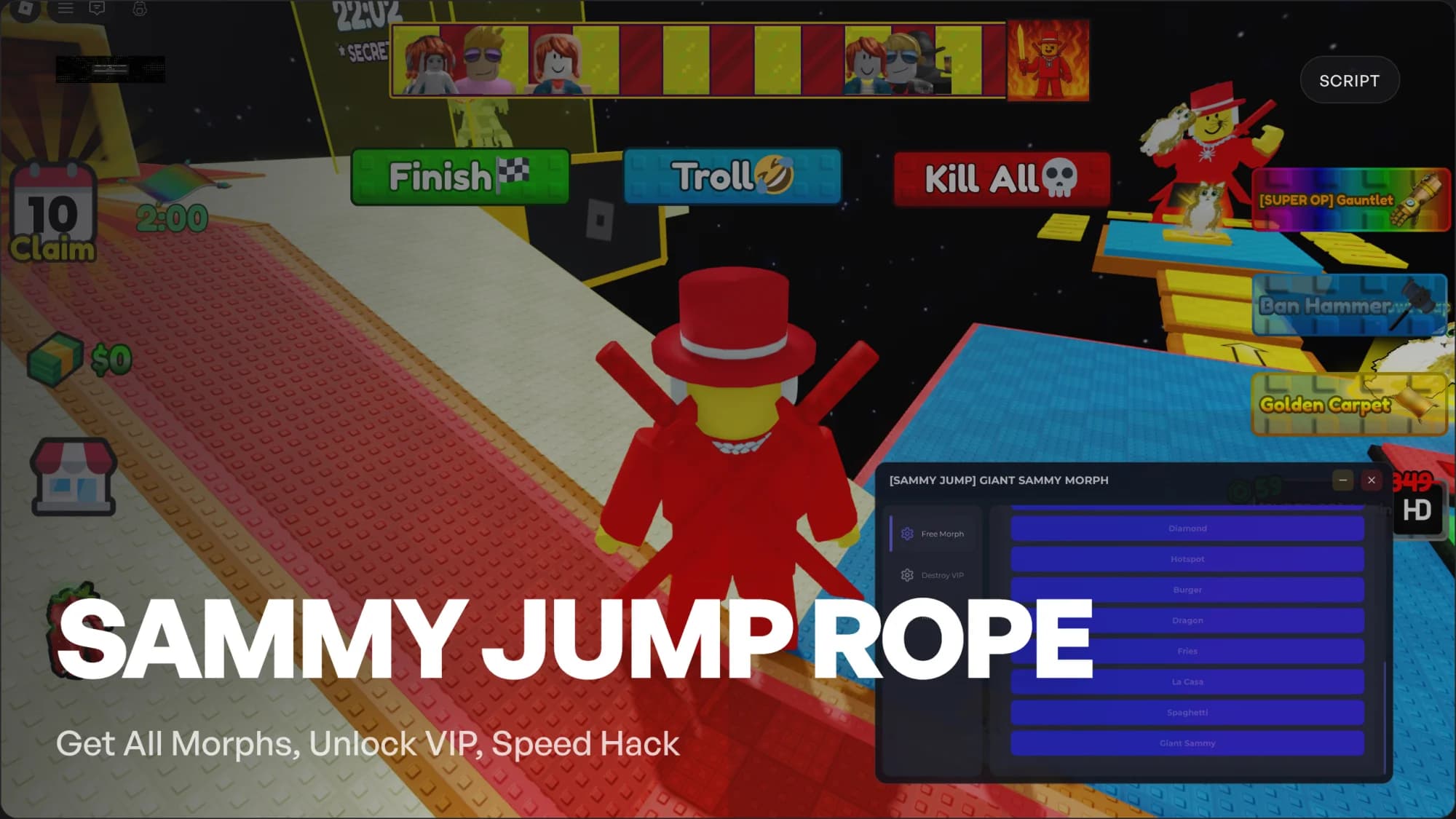 SAMMY JUMP ROPE script - Get All Morphs, Unlock VIP, Speed Hack