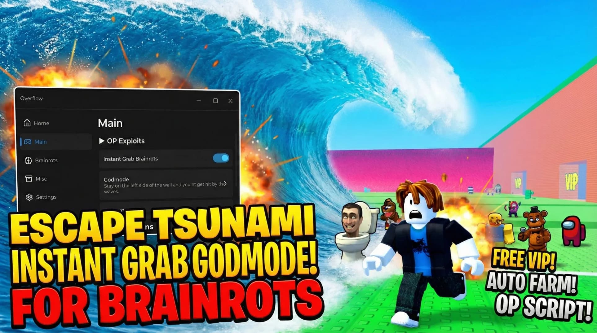 Escape Tsunami For Brainrots Script - INSTANT GRAB & GOD MODE (2026)